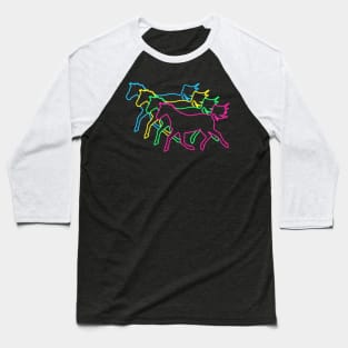 Horse 80s Neon Baseball T-Shirt